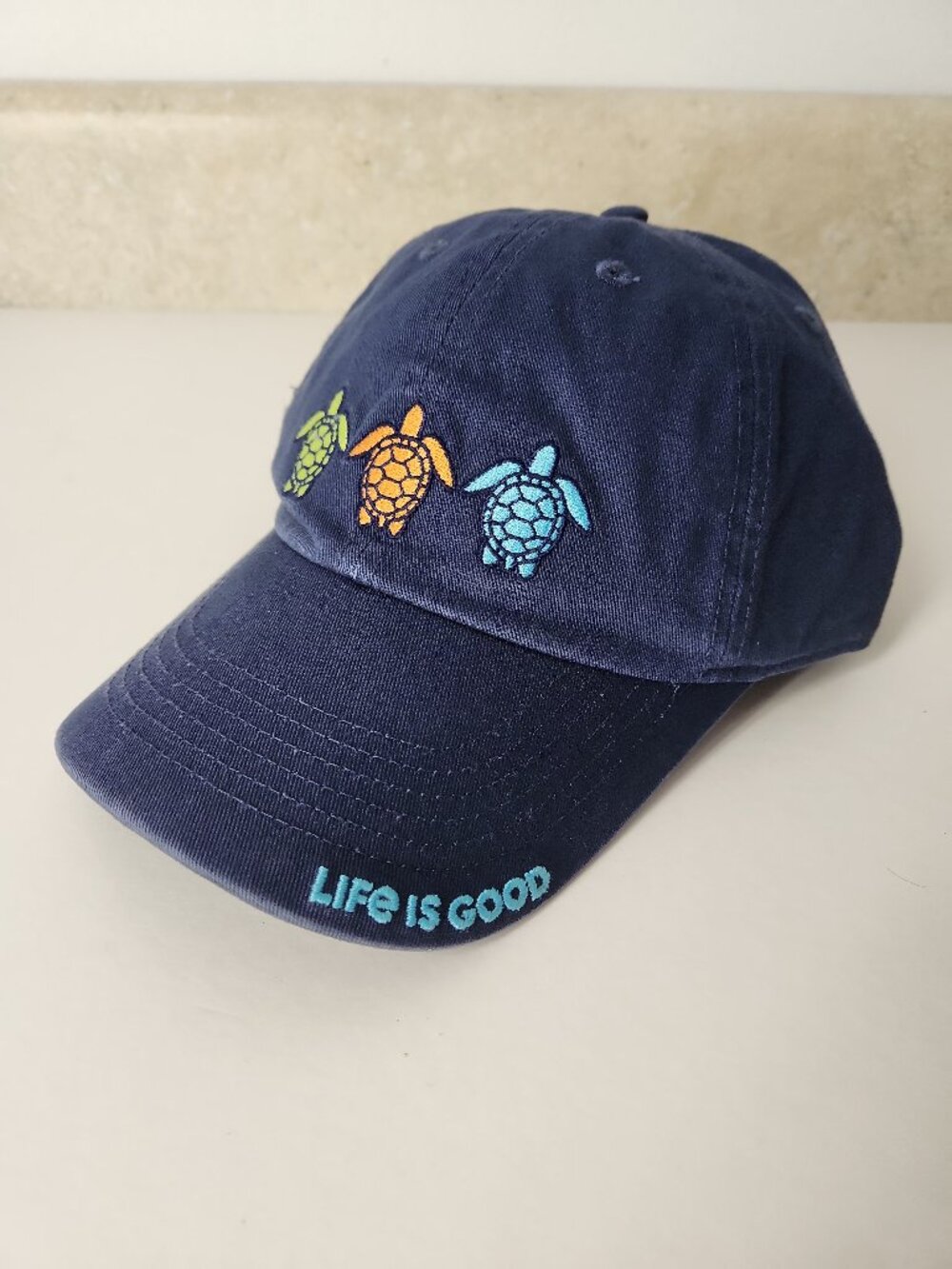 Life is Good blue embroidered turtles Hat Adult One Size Adjustable Cap unisex